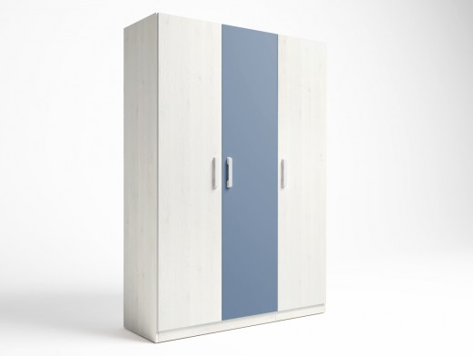 Armario 3 puertas color blanco nordic-azul talco  merkamueble