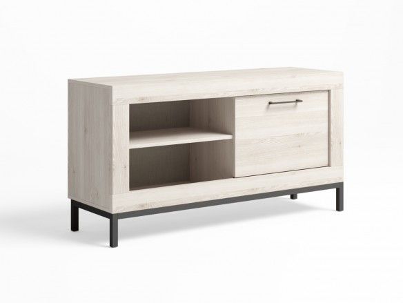 Mueble tv con patas y 1 puerta color blanco nordic  merkamueble