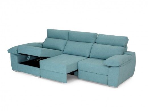 Chaise longue con asientos deslizantes tapizado azul  merkamueble 2