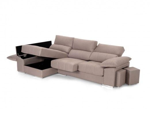 Chaise longue con asientos deslizantes tapizado beige  merkamueble 2