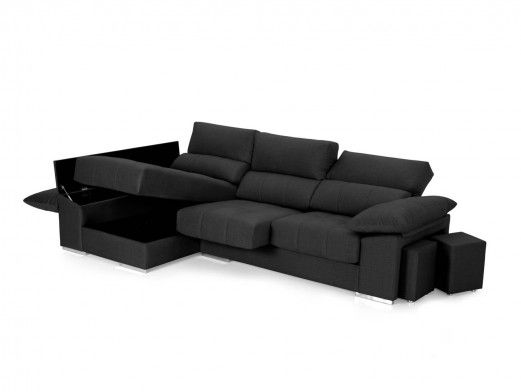 Chaise longue con asientos deslizantes tapizado gris  merkamueble 2