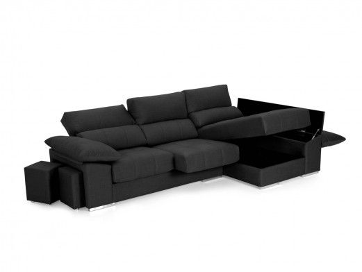 Chaise longue con asientos deslizantes tapizado gris  merkamueble 2