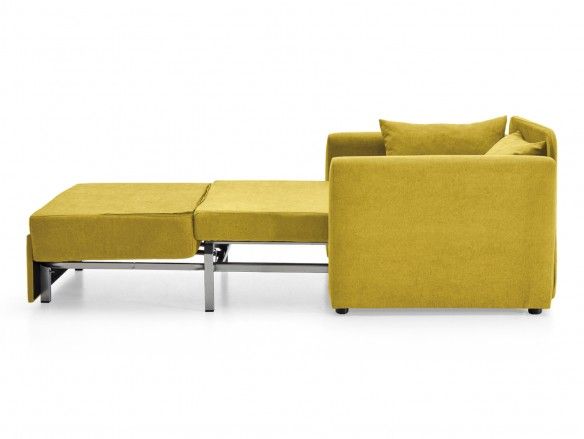 Sofá cama sistema de apertura extensible tapizado amarillo  merkamueble