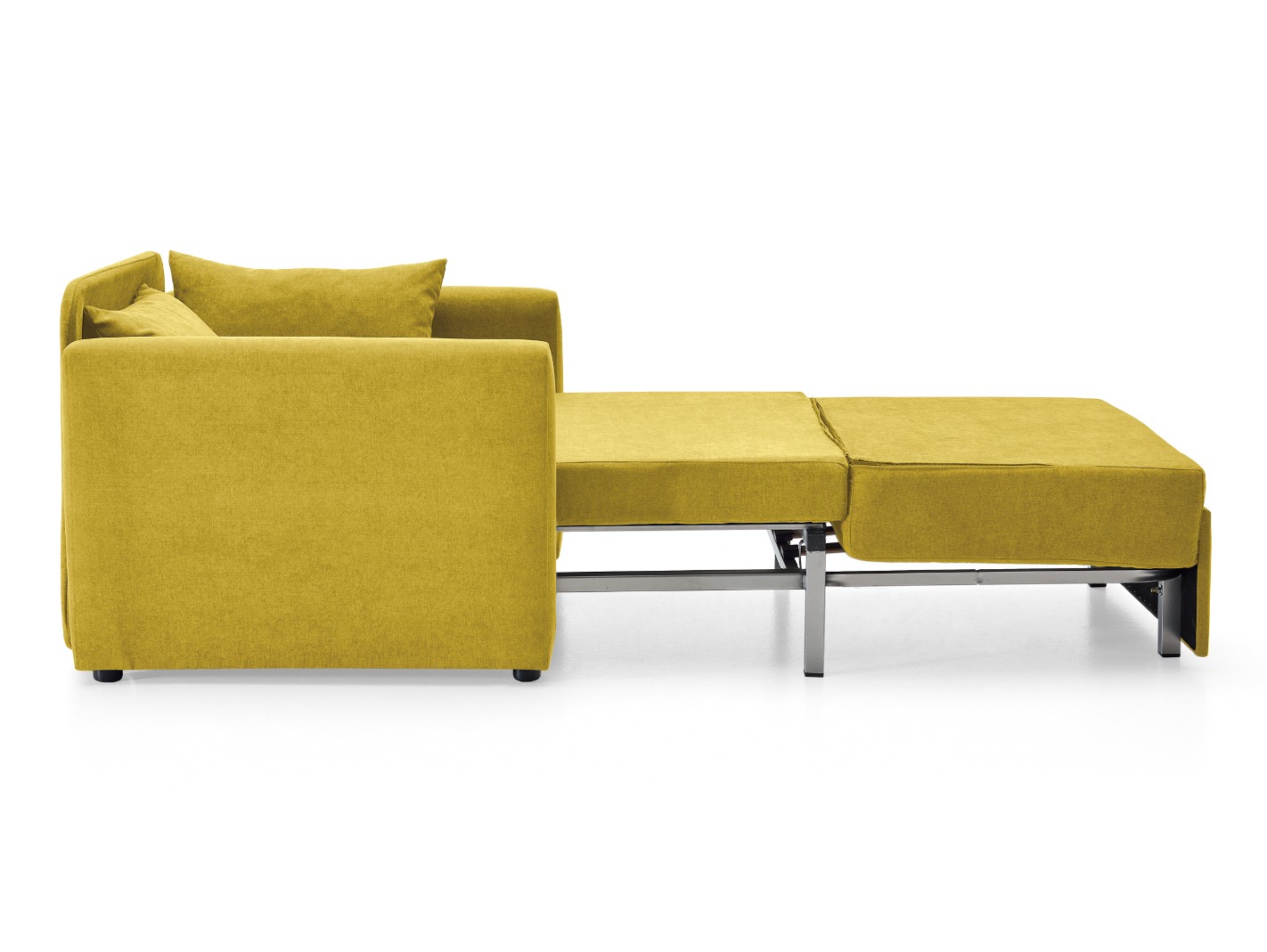 Sillón cama sistema de apertura extensible tapizado amarillo Merkamueble