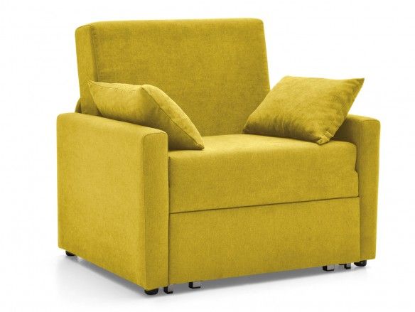 Sillón cama sistema de apertura extensible tapizado amarillo  merkamueble