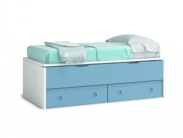 Compacto 2 camas y 2 cajones color ártico-cobalto  merkamueble