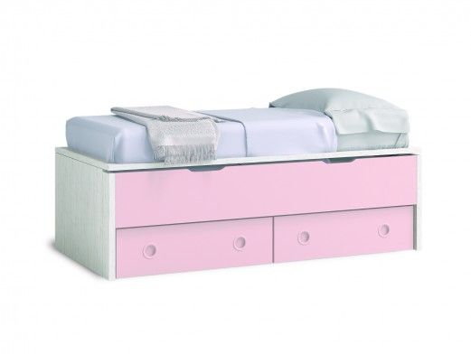 Compacto 2 camas y 2 cajones color ártico-rosa  merkamueble