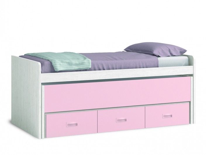 Compacto 2 camas y 3 cajones color ártico-rosa  merkamueble