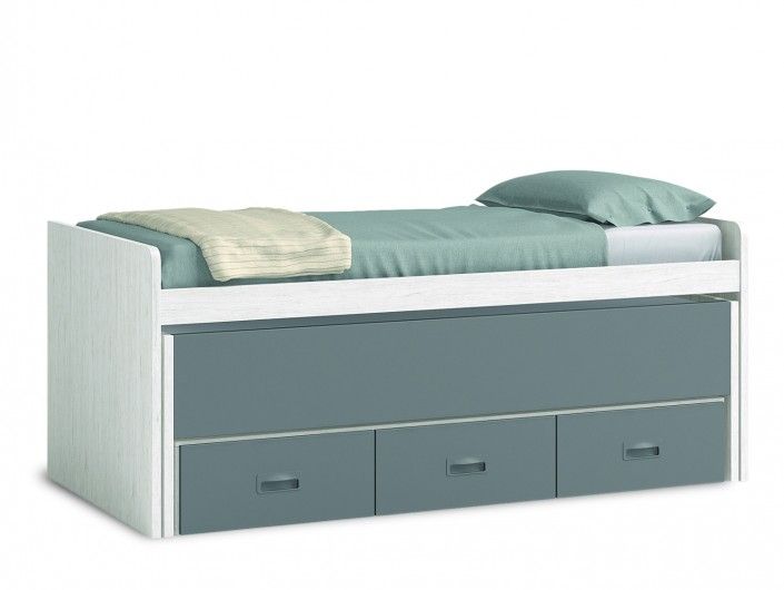 Compacto 2 camas y 3 cajones color ártico-pizarra  merkamueble