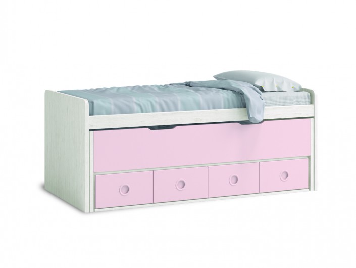 Compacto 2 camas y 4 cajones color ártico-rosa  merkamueble