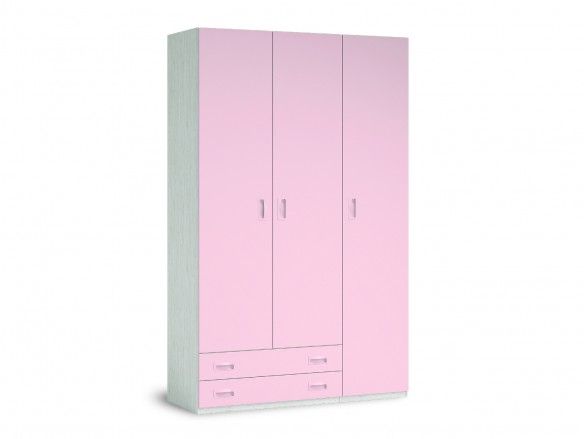Armario 3 puertas y 2 cajones color ártico-rosa  merkamueble