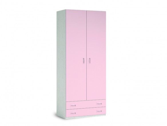Armario 2 puertas y 2 cajones color ártico-rosa  merkamueble