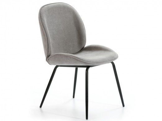 Pack 2 sillas de comedor tapizado gris y patas metálicas  merkamueble