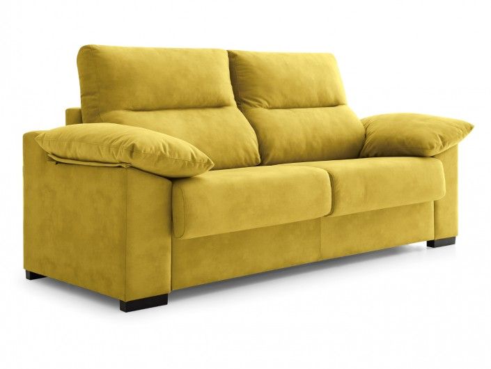 Sofá cama con sistema de apertura italiano tapizado amarillo  merkamueble