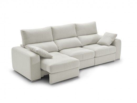 Sofá 4p con asientos deslizantes tapizado blanco  merkamueble