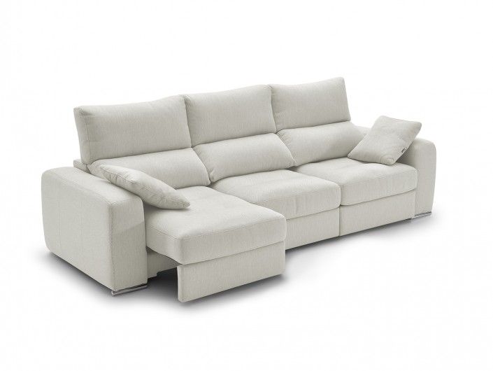 Sofá 4p con 3 asientos deslizantes tapizado blanco  merkamueble