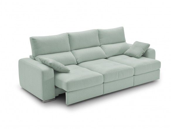 Sofá 4p con asientos deslizantes tapizado verde agua  merkamueble