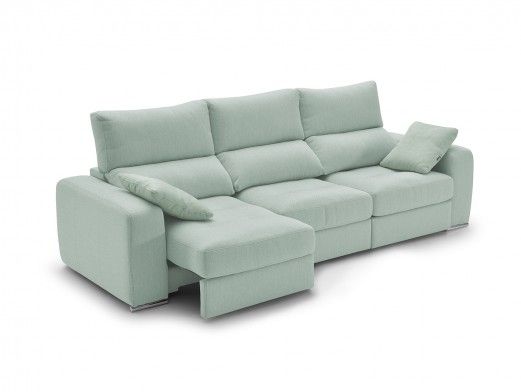 Sofá 4p con 3 asientos deslizantes tapizado verde agua  merkamueble