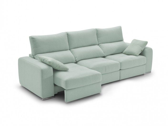 Sofá 4p con asientos deslizantes tapizado verde agua  merkamueble