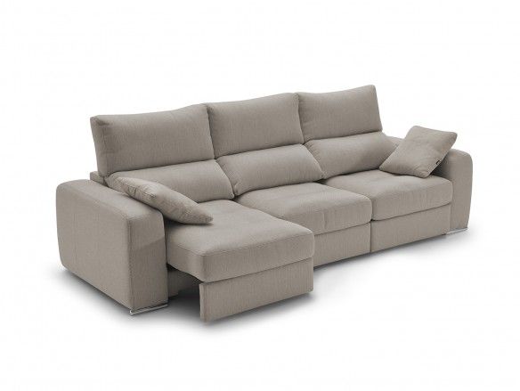 Sofá 4p con 3 asientos deslizantes tapizado beige  merkamueble