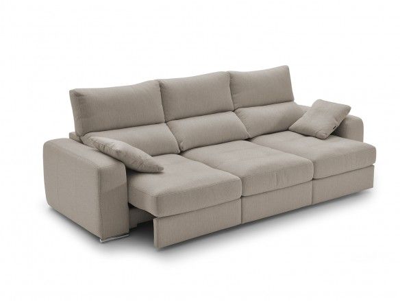 Sofá 4p con asientos deslizantes tapizado beige  merkamueble