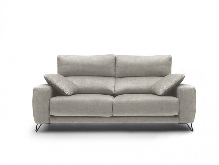 Sofá 3p con asientos deslizantes tapizado beige  merkamueble