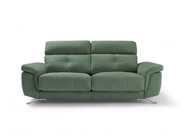 Sofá 2 plazas con asientos deslizantes tapizado verde jade  merkamueble