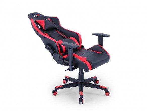 Silla gaming reclinable y giratoria con ruedas antirayas color negro-rojo  merkamueble