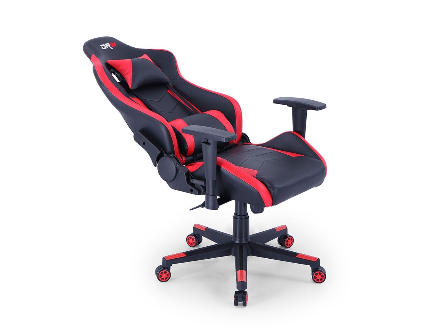 Silla gaming reclinable y giratoria con ruedas antirayas negro - rojo  Merkamueble