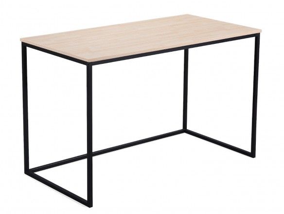 Mesa estudio con patas metálicas color roble-metal negro  merkamueble