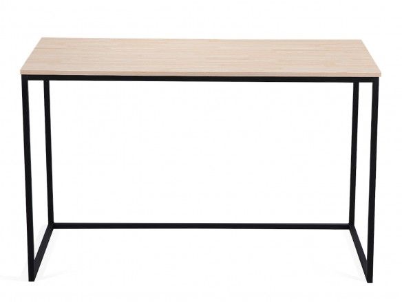 Mesa estudio con patas metálicas color roble-metal negro  merkamueble