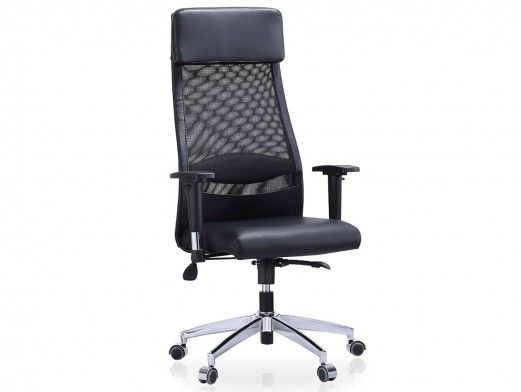 Sillón despacho giratorio regulable en altura y mecanismo basculante. Cabecero / cojín lumbar regulable color negro  merkamueble 2