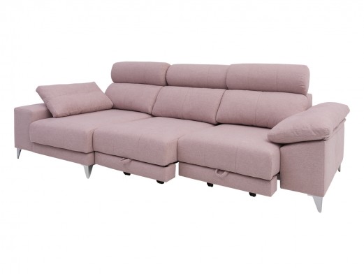Chaise longue izquierdo con asientos deslizantes de carro tapizado rosa  merkamueble 2