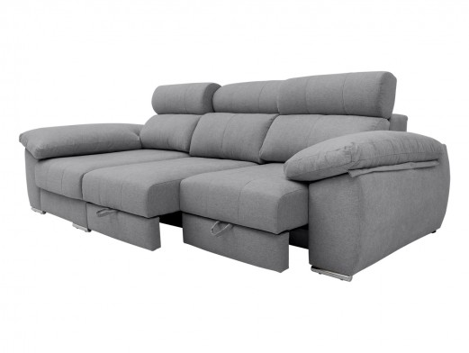 Chaise longue izquierdo con asientos deslizantes de carro tapizado gris  merkamueble 2