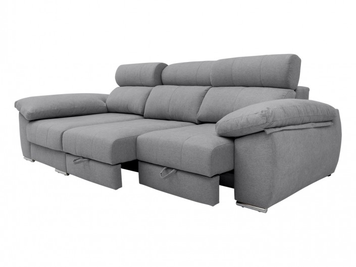 Chaise longue izquierdo con asientos deslizantes tapizado gris Merkamueble