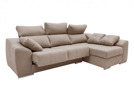 Chaise longue derecho con asientos deslizantes tapizado beige  merkamueble 2