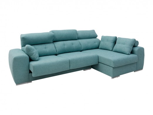 Chaise longue derecho con asientos deslizantes tapizado verde  merkamueble 2
