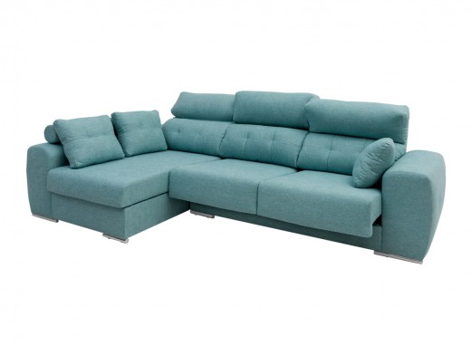 Chaise longue izquierdo con asientos deslizantes tapizado verde  merkamueble 2