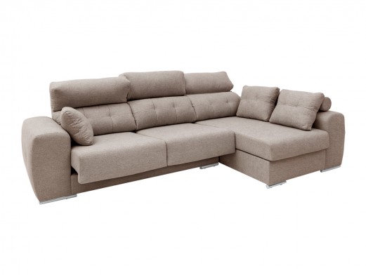 Chaise longue derecho con asientos deslizantes tapizado beige  merkamueble 2