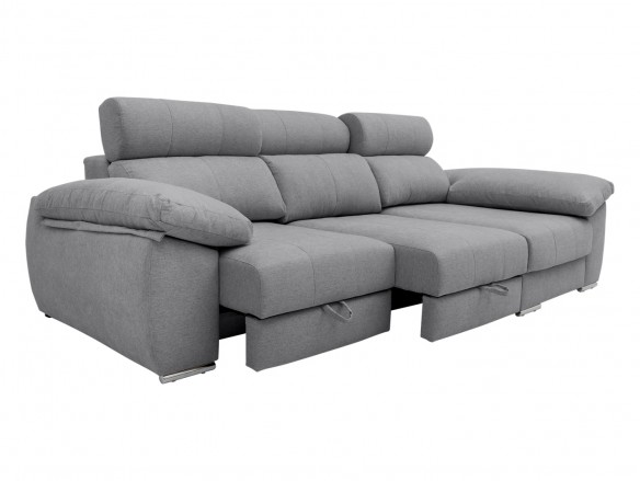 Chaise longue derecho con asientos deslizantes de carro tapizado gris  merkamueble