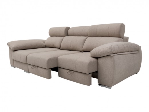 Chaise longue izquierdo con asientos deslizantes de carro tapizado beige  merkamueble 2