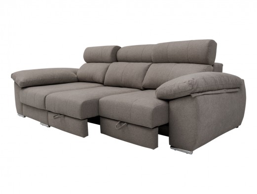 Chaise longue izquierdo con asientos deslizantes de carro tapizado gris  merkamueble 2