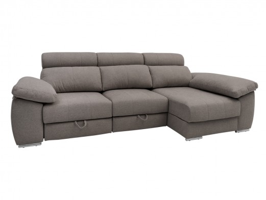 Chaise longue derecho con asientos deslizantes de carro tapizado gris  merkamueble