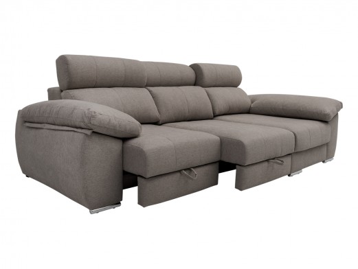 Chaise longue derecho con asientos deslizantes de carro tapizado gris  merkamueble 2