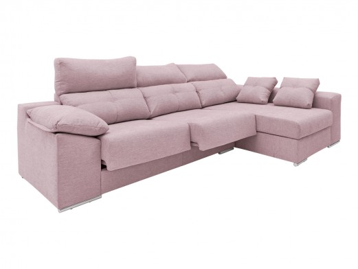 Chaise longue derecho con asientos deslizantes tapizado rosa  merkamueble 2