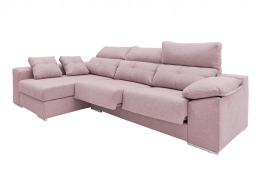 Chaise longue izquierdo con asientos deslizantes tapizado rosa  merkamueble 2