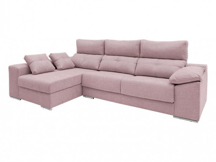 Chaise longue izquierdo con asientos deslizantes tapizado rosa  merkamueble