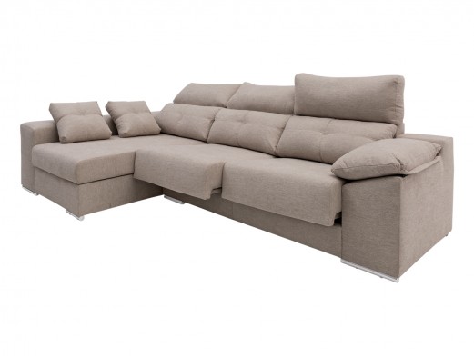Chaise longue izquierdo con asientos deslizantes tapizado beige  merkamueble 2