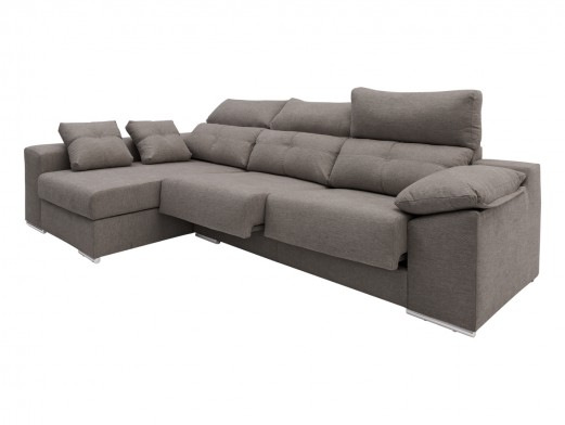 Chaise longue izquierdo con asientos deslizantes tapizado gris  merkamueble 2