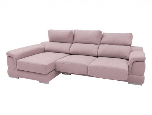 Chaise longue izquierdo con asientos deslizantes tapizado rosa  merkamueble 2